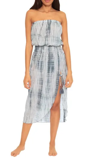 NWT Becca Sol Line Strapless Swim Bathing Suit Cover Up Dress Women's Size Large thumbnail 1