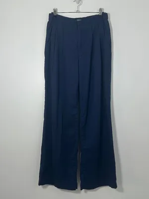 Wonderly Women's Size 10 Pleat Front Wide Leg Pants Navy Blue Office Work Casual thumbnail 2