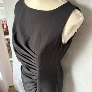 Calvin Klein Dress Size 4 Black Sheath Sleeveless Ruched Bodycon Cocktail Career thumbnail 3