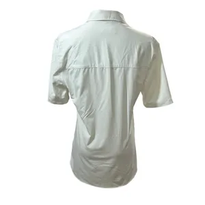 Zara white stretchy button up blouse short sleeve business casual small classic thumbnail 3
