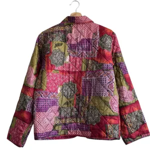 Anna And Frank VTG Silk Patchwork Quilt Jacket Coat Cottage Grandma Core M Size M thumbnail 2