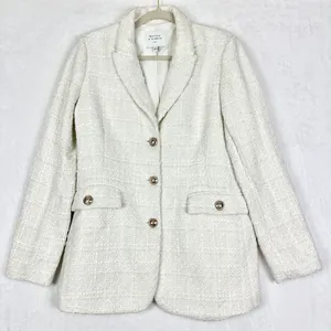 Maison d'Amelie Tweed Blazer Size Medium Cream Gold Buttons Classic Preppy thumbnail 1