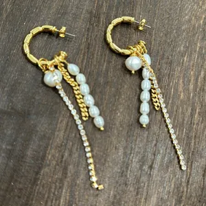 Adornia hoop earrings with drop pearls thumbnail 3