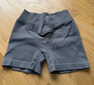 QQQ Ribbed Biker Shorts Gray thumbnail 1