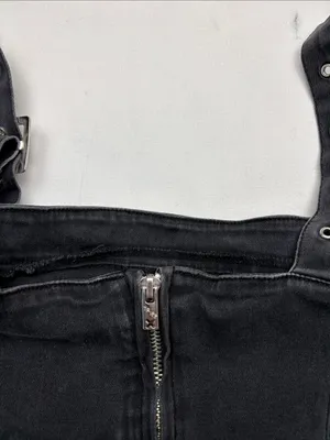 Tripp NYC y2k large Black denim buckle Grommet dress grunge vintage goth punk scene thumbnail 10