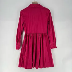 NY&C Pink Cotton Blend Button Front Tie Neck Pleated Fit & Flare Shirt Dress‎ thumbnail 2