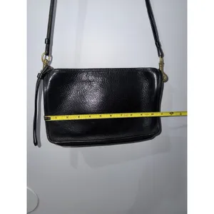 VTG Coach 70's Basic Bag Made in NYC USA Black Leather Clutch Wristlet Crossbody thumbnail 10