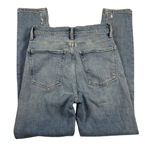 Agolde Nico High Rise Slim Jeans Button Fly Light Distressing Med Wash Size 25 thumbnail 9