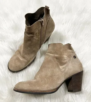 Paul Green Suede Block‎ Heel Ankle Boots Taupe Women's Size 5 thumbnail 1