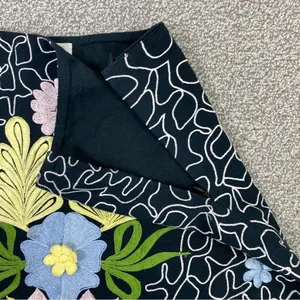 Anthropologie Snak Embroidered Floral‎ A Line Skirt Blue Multi 4 Cottagecore thumbnail 9