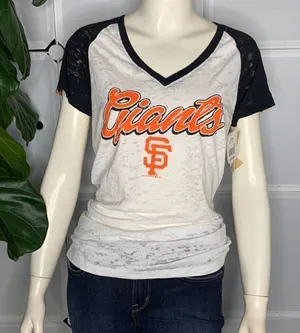 Genuine Merchandise Campus Lifestyle San Francisco Giants Burnout V Neck Top Siz thumbnail 1