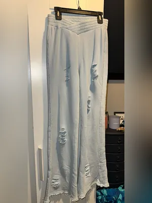 Vintage Havana Est 1954 Distressed Powder Blue Flare Sweatpants thumbnail 12