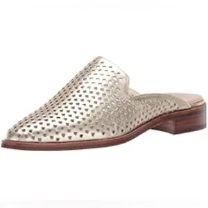 NEW Franco Sarto Aimee Gold Loafer Mule Slip On Eyelet Detail Comfort 7.5 thumbnail 2