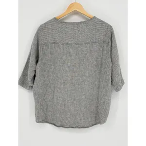 Madewell Double Faced Top Women‎ Small Linen Cotton Gray Black Boho Pockets thumbnail 3
