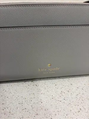 Kate Spade Grey Leather Crossbody Purse Women’s EUC thumbnail 2