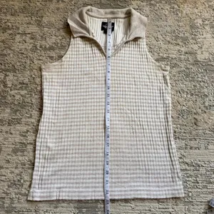 vintage Dockers 100% cotton white and beige striped collared tank top sz small thumbnail 5
