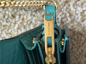 Burberry Madison Wallet on a Chain Pebble Leather Crossbody Bag in Aqua Teal thumbnail 9