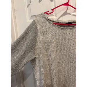 American Eagle Gray Textured Knit Mixed Media Crossover Back Sweater‎ Large thumbnail 3