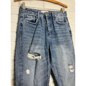 Vervet Distressed Mom Jeans Women 25 Blue Excellent‎ High Rise Raw Hem VT1151 thumbnail 3