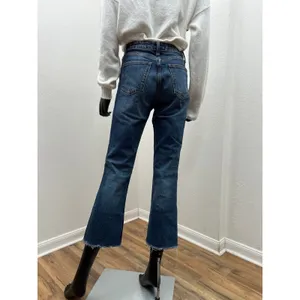 Zara Jeans Women's Size 2 Blue‎ Mid Rise Straight Leg Raw Hem Denim thumbnail 8
