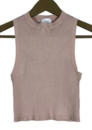 Wilfred Arlo Ribbed Knit Sleeveless Tank Top Dusty Rose Pink Minimalist Size XS thumbnail 1