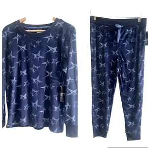 Felina Women's Luxe Velour 2-Piece Jogger Pajama Set variety Blue Stars NWT Sm thumbnail 1