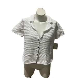 Free People Polo Top Womens L White Button Front Collared Beach Boho thumbnail 8