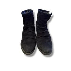 Born Aire Ankle Booties 5.5 Black Suede Slouchy Pointed Toe Stacked Heel Zip‎ thumbnail 2