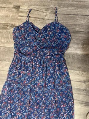 Wishlist Apparel Blue Floral Boho Maxi Dress Size L thumbnail 5