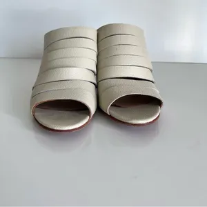 FORTRESS OF INCA Gaby‎ Ivory Leather Mules Heels Sandals thumbnail 3