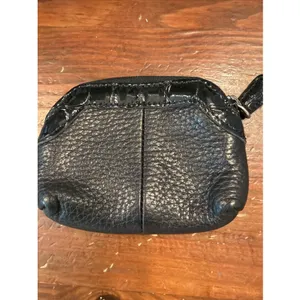 BRIGHTON Pebbled Leather Micro Mini Coin Purse Heart Change Black TINY CUTE thumbnail 2