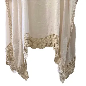 Altar’d State Cream Crochet Trim Midi Boho Festival‎ Kimono Kaftan XS Coverup thumbnail 4