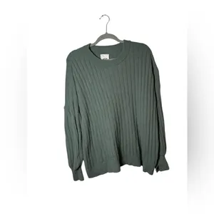 Aerie Ribbed Knit Crewneck Sweater Women’s XS Green Pullover Long Sleeve Cozy‎ thumbnail 2
