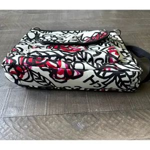 COACH Graffiti Kyra Poppy‎ black white red sateen shoulder crossbody bag F16864 thumbnail 7