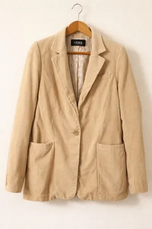 Cider Corduroy Blazer Beige One Button Lined Jacket Women’s Small thumbnail 1