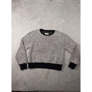Marine Layer Sweater Xs Black White Birdseye Textured Crew Neck Cotton Blend thumbnail 3
