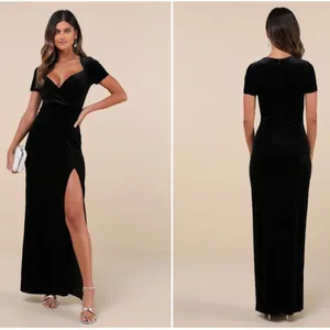 LULU's Prom Wedding Sexy Sophisticated Romantic Elegant Velvet Maxi Dress thumbnail 5