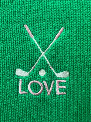 BRIT.NY Green Golf Love Embroidered Cotton Knit Crewneck Sweater Size M Preppy M thumbnail 7