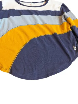 Free People Movement Navy Mustard Colorblock Long Top Shirt Swing Medium Women's thumbnail 4