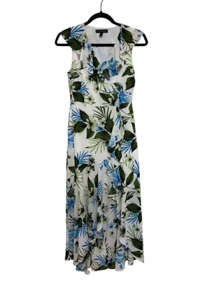 Banana Republic Sleeveless Ruffle Wrap Maxi Dress in Floral - Size 0 Petite thumbnail 2
