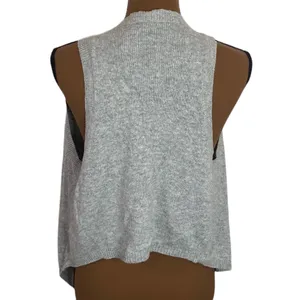 Abercrombie & Fitch embellished sequined high low wool blend grey sweater vest M thumbnail 2