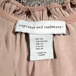 Cupcakes and Cashmere Blouse Womens‎ XL Pink Ruffle Lace Boho Button Front Top thumbnail 3