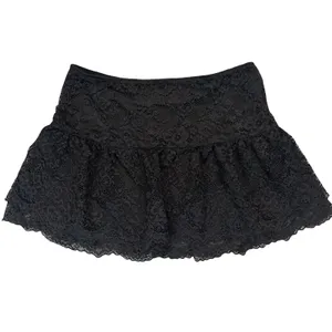Unbranded Women Mini Skirt Black Floral Lace Ruffle Coquette Goth Small thumbnail 2