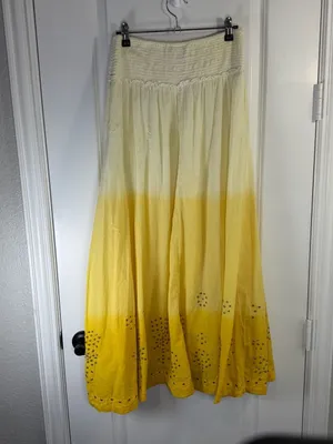 Alberto Makali Yellow Ombre Studded Cotton Maxi Skirt thumbnail 4
