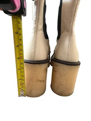 FREE PEOPLE Cream Leather Pull On Boots Size 37.5 / 7.5 thumbnail 4