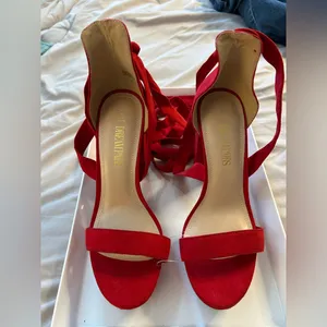 NEW Red High Heels Chunky Block Platform Heels Strappy Gladiator 8 thumbnail 4