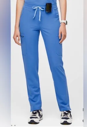 FIGS High Waisted Yola Skinny Scrub Pants in capri blue sz small thumbnail 2