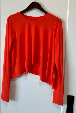 Free People Red/Orange Asymmetrical Layered Top — Size M thumbnail 1