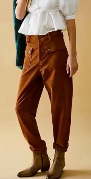 Free People Copper Rust Kyo Corduroy Utility Pants Size 6 Burnt Orange Cargo thumbnail 1