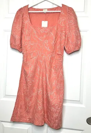 A New Day Floral Linen Blend Puff Sleeve‎ Mini Dress Size 10 NWT thumbnail 1